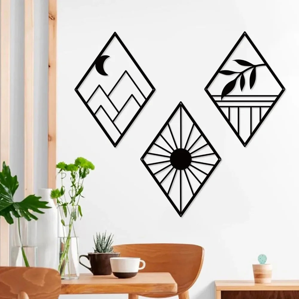 Metal Home Decor: Stunning Minimalist Wall Hanging.Bohemian Abstract Line Iron Art for Chic Spaces.Minimalist Abstract Line Art.