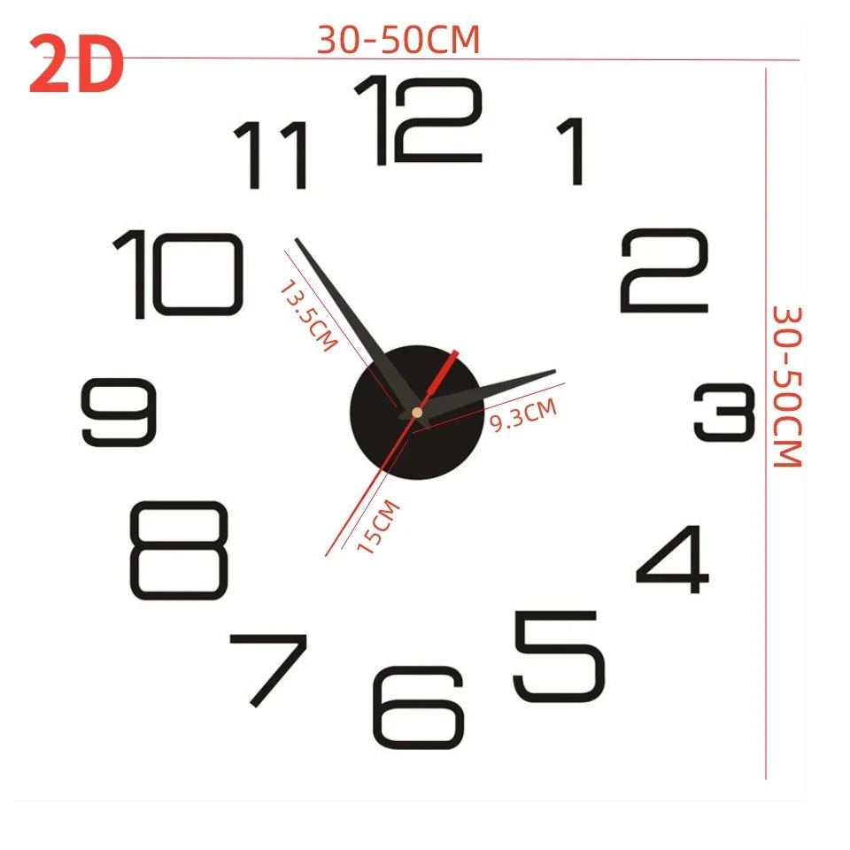 Large 3D Wall Clock Luminous Classic Wall Clocks DIY Digital Clock Wall Watches Stickers Silent Clock for Home Living Room Table